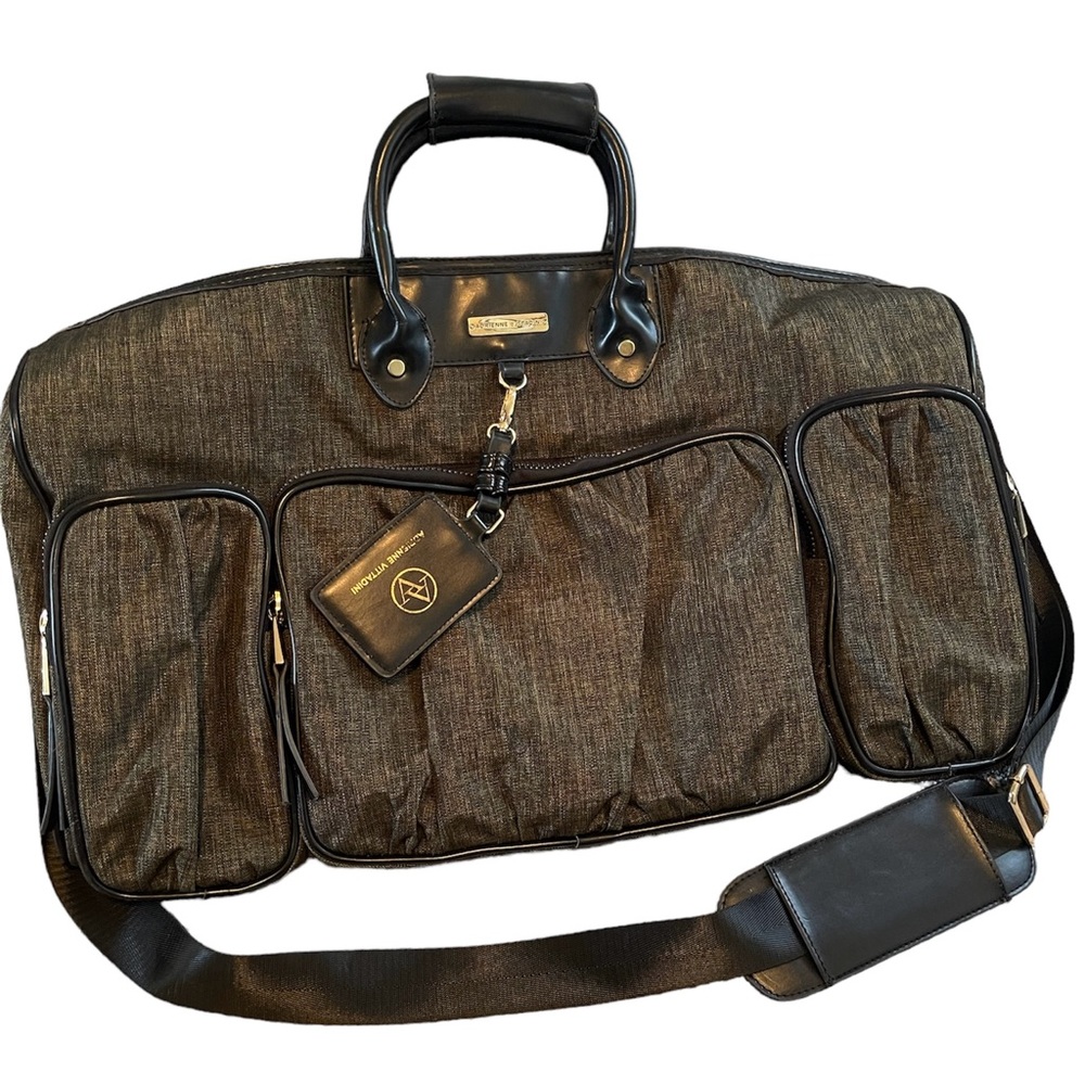 Adrienne Vittadini Weekender Travel Bag Brown Duffle Removable Shoulder Strap